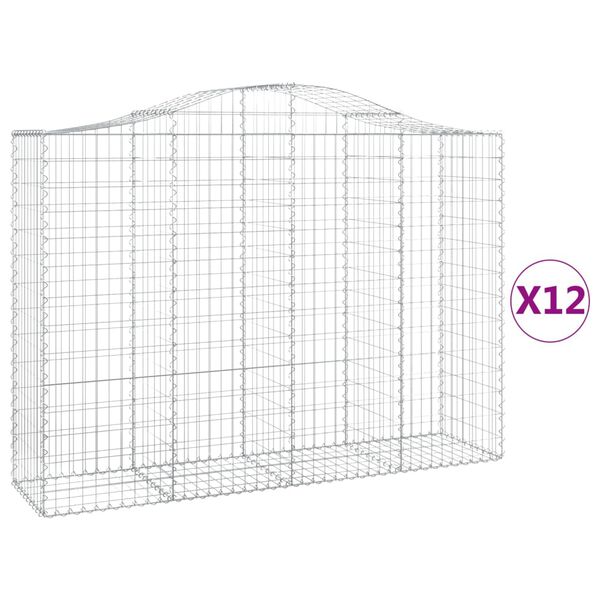 vidaXL Obokane gabion košare 12kosi 200x50x140/160 cm pocinkano železo