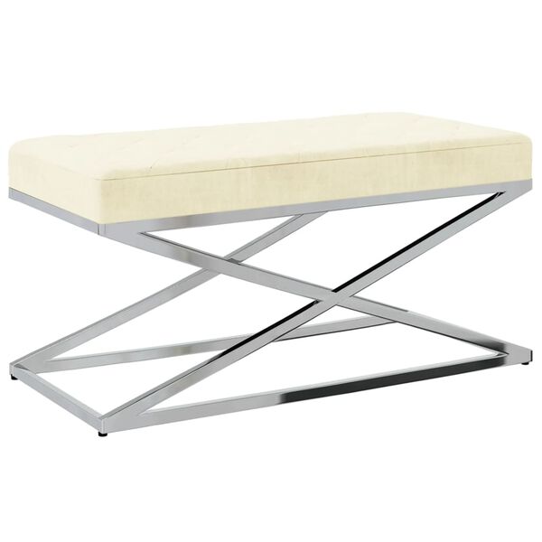 vidaXL Klop krem žamet in nerjaveče jeklo