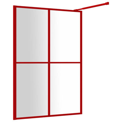 vidaXL Stena za tuš s prozornim ESG steklom rdeča 140x195 cm