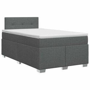 vidaXL Postelja boxspring z vzmetnico Temno siva 120 x 200 cm Blago