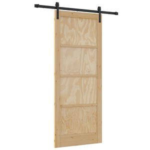 vidaXL Drsna vrata Naravna 86 x 211 cm Trdna borovina