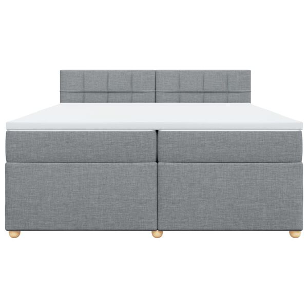 vidaXL Box spring postelja z vzmetnico svetlo siva 200x200 cm blago