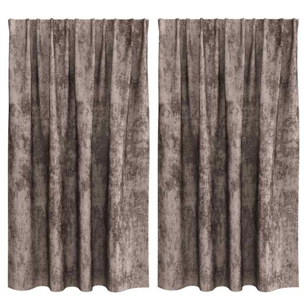 vidaXL Velvete zavese z zavesami 2 pcs Kapučino 140 x 140 cm Žamet