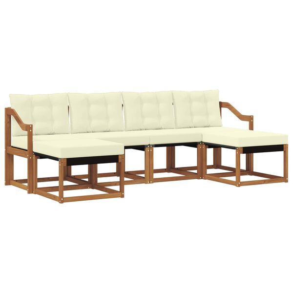 vidaXL Zunanja garnitura za sedenje z blazino 6 pcs Naravna in smetana