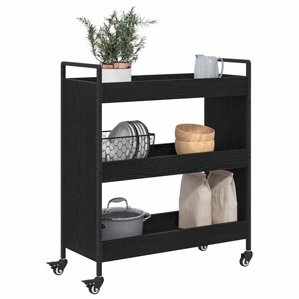 vidaXL Kuhinjski voziček Črna Orehovina 70 x 30 x 82 cm