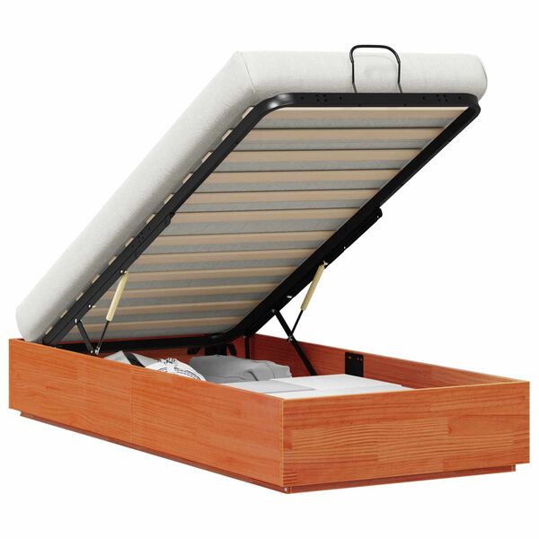 vidaXL Ottomanska postelja Voskan Rjava 80 x 200 cm Masivna borovina