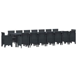 vidaXL Vrtna jedilna garnitura s blazinami 17 pcs Antracit PP