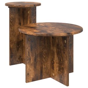 vidaXL Komplet stranskih mizic 2 kos Dimljen hrast &Oslash; 45 x 35 cm