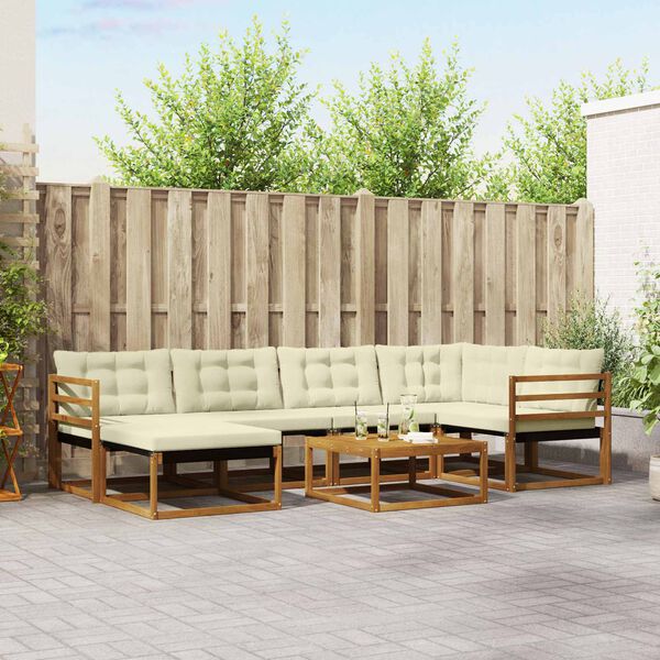 vidaXL Zunanja garnitura za sedenje 19 pcs Naravna in smetana