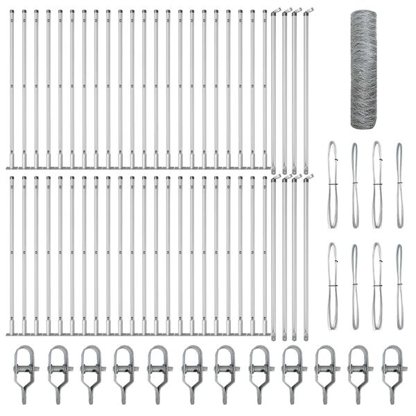 vidaXL Steber ograje. srebrna 100 x 0,8 m (36 mm mreža) Jeklo