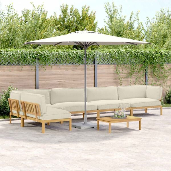 vidaXL Kavčna garnitura z blazino 6 pcs krema Masiven les akacije