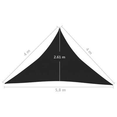 vidaXL Senčno jadro 160 g/m² črno 4x4x5,8 m HDPE