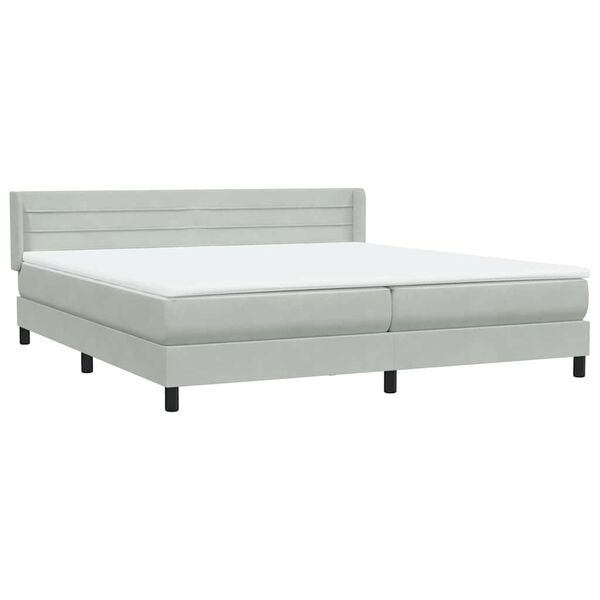 vidaXL Box Spring postelja z vzmetnico svetlo siva 200x210 cm žametna
