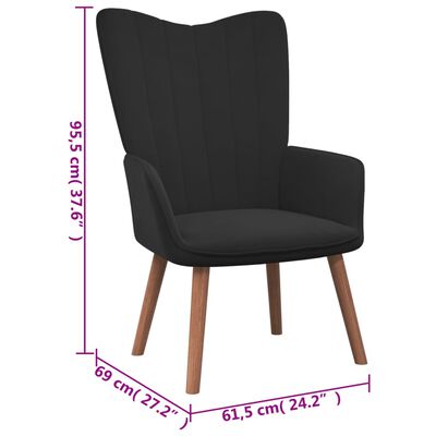 vidaXL Stol za sproščanje s stolčkom črn žamet