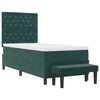 vidaXL Postelja z vzmetnico Temno zelena 100 x 200 cm Žamet
