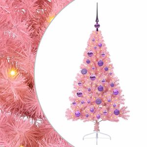 vidaXL Umjetna preddekorirana božićna jelka Roza 120 cm PVC