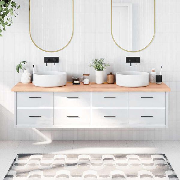 vidaXL Kopalni&scaron;ki pult svetlo rjav 200x60x(2-4) cm obdelan trden les