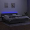 vidaXL Box spring postelja z vzmetnico LED temno siva 200x200 cm blago