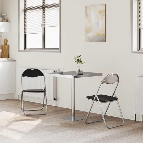 vidaXL Zložljiva stolica 2 pcs Črna in siva 48 x 43,5 x 81 cm