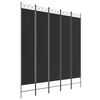 vidaXL Paravan 5-delni 200x220 cm črno blago