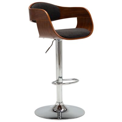 vidaXL Barski stolček siv ukrivljen les in blago