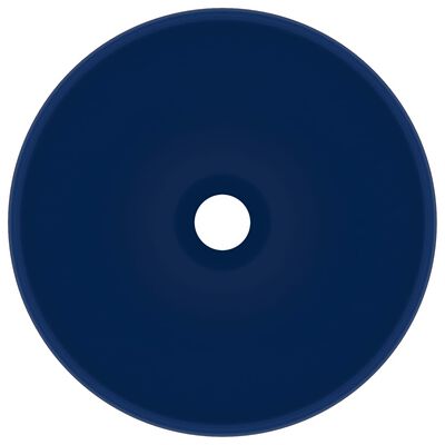 vidaXL Razkošen umivalnik okrogel mat temno moder 32,5x14 cm keramičen