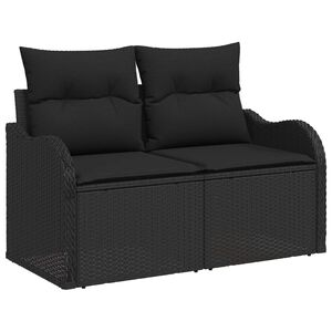 vidaXL Vrtni kavč z blazino Črna 121 x 62 x 69cm poli ratan