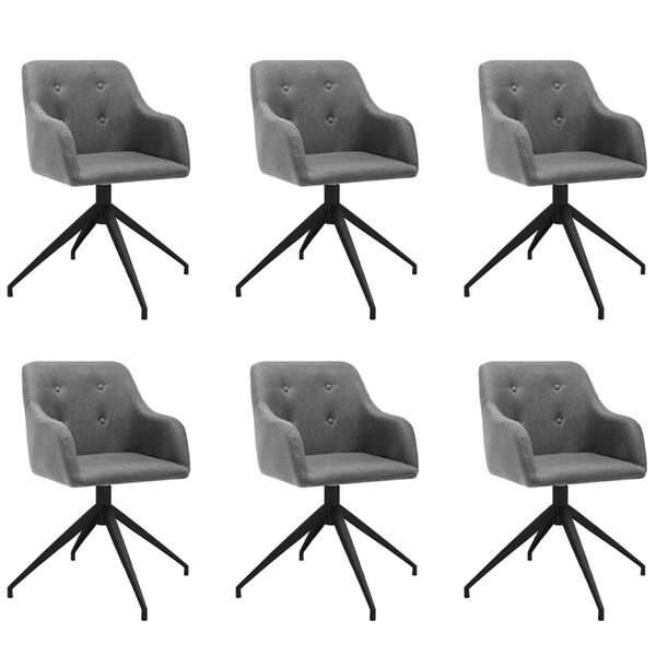 vidaXL Vrtljivi jedilni stoli 6 kosov svetlo sivo blago