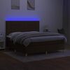 vidaXL Box spring postelja z vzmetnico LED temno rjava 180x200cm blago