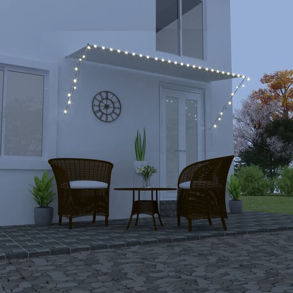 vidaXL Zložljiva tenda z LED lučmi 300x150 cm krem