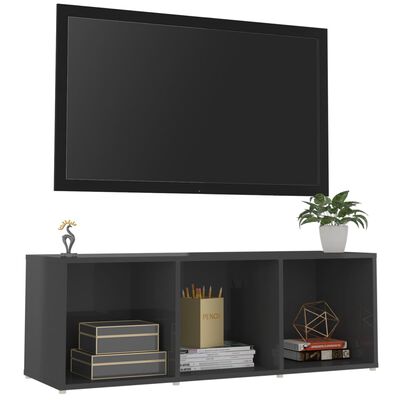 vidaXL TV omarica visok sijaj siva 107x35x37 cm iverna plošča