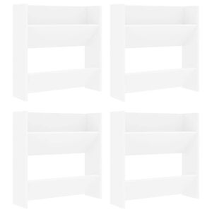 vidaXL Stenska omara za čevlje 4 kosi bela 60x18x60 cm iverna pl.