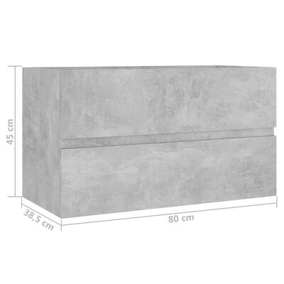 vidaXL Omarica za umivalnik betonsko siva 80x38,5x45 cm iverna plošča