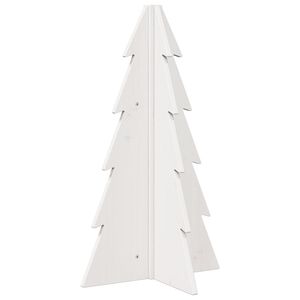 vidaXL Lesena novoletna jelka za okras bela 69,5 cm trdna borovina