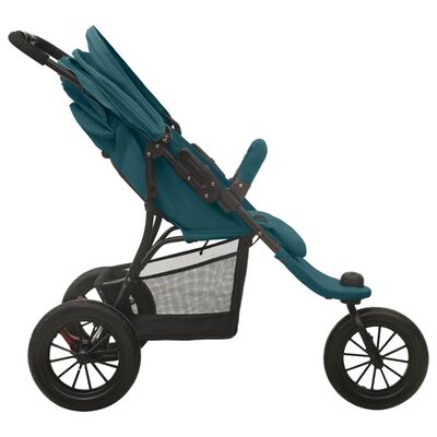 vidaXL Otroški voziček zelen jeklen