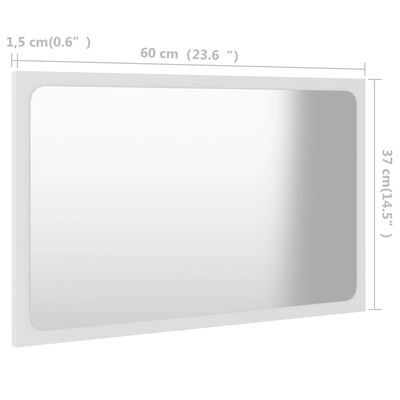 vidaXL Kopalniško ogledalo belo 60x1,5x37 cm iverna plošča