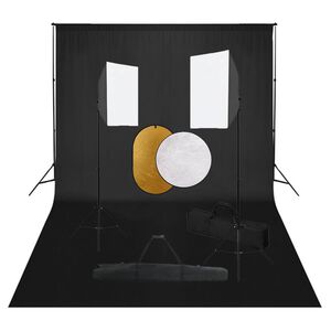 vidaXL Foto studijski komplet s softboxi, ozadjem in odbojnikom