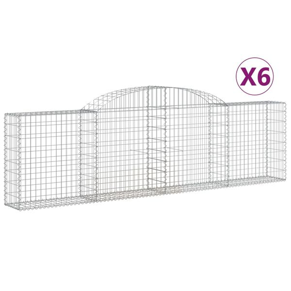 vidaXL Obokane gabion košare 6 kosov 300x30x80/100 cm pocinkano železo
