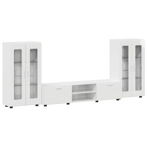 vidaXL Komplet TV omaric FLORIN 3 pcs Visok sijaj bela Konstruiran les
