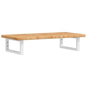 vidaXL Stenska polica za umivalnik jeklo in trdna hrastovina