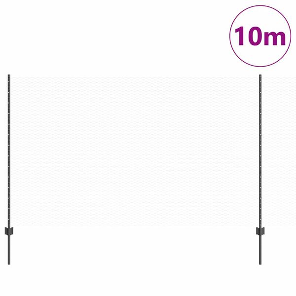 vidaXL Ograja s stebrom Siva 1,4 x 10 m Jeklo in PVC