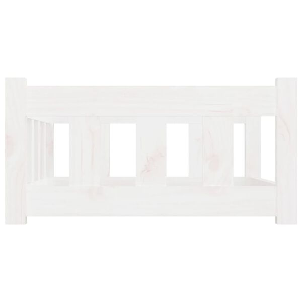 vidaXL Pasja postelja bela 75,5x55,5x28 cm trdna borovina