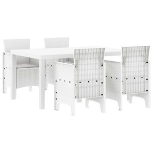 vidaXL Komplet za jedilnico v vrtu 5 pcs Bela Polt rattan
