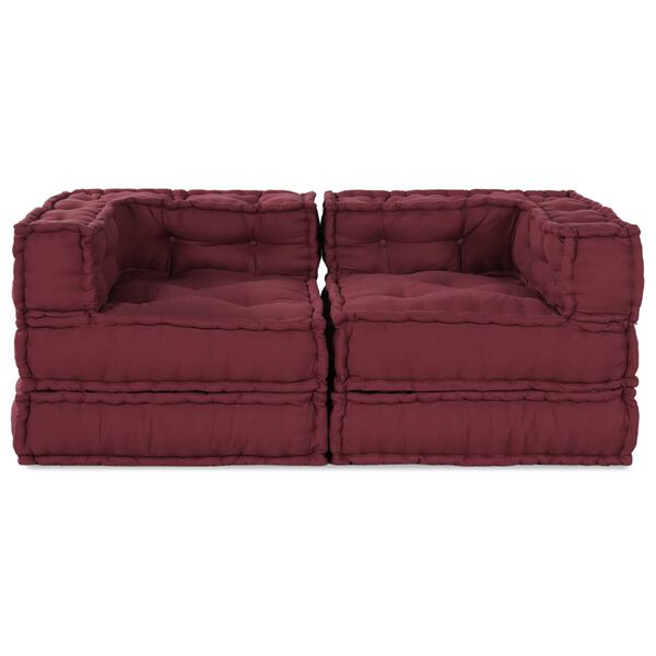vidaXL Modularni kavč 2 pcs Bordo 140 x 70 x 56 cm blago