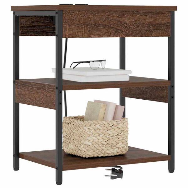 vidaXL Nočna omarica Rjav hrast 41 x 31 x 51 cm Konstruiran les