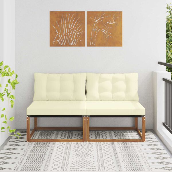 vidaXL 2 Kos Srednji zunanji kavč Masiven les akacije Naravna