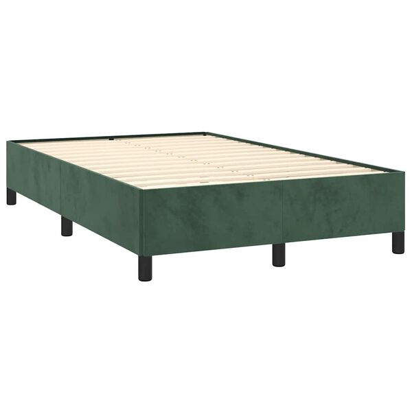 vidaXL Box spring postelja z vzmetnico temno zelen 120x190 cm žamet