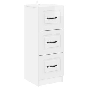 vidaXL Predalna omara Bela visok sijaj 33 x 34,5 x 87 cm