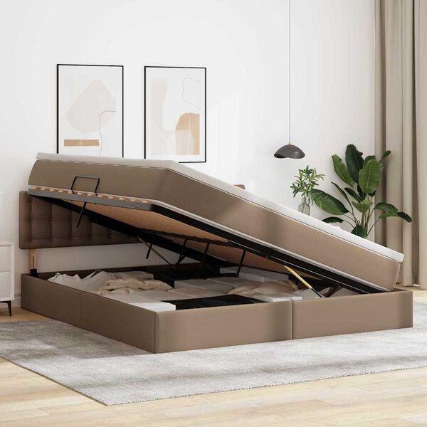 vidaXL Postelja z dodatnim prostorom za shranjevanje in LED osvetlitvijo