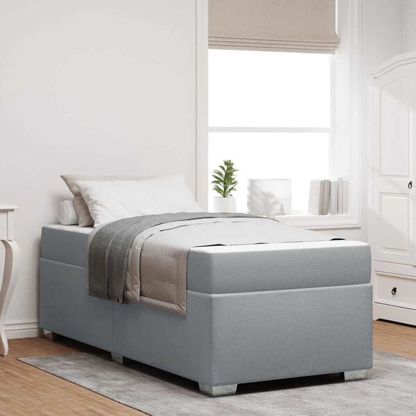 vidaXL Konstrukcija postelje z vzmetnico Svetlo siva 80 x 200 cm blago